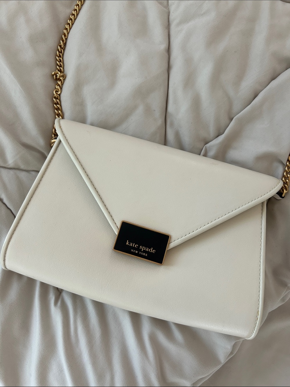 kate spade cream envelope crossbody bag with gold chain